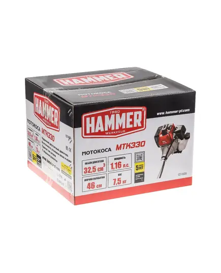 Мотокоса Hammer MTK330, 1.16 лс/0,85 кВт, 33 см3, нож/леска 255/460 мм, ремень, изображение 8 от магазина Планета Инструмент Мотокоса Hammer MTK330, 1.16 лс/0,85 кВт, 33 см3, нож/леска 255/460 мм, ремень, изображение 8