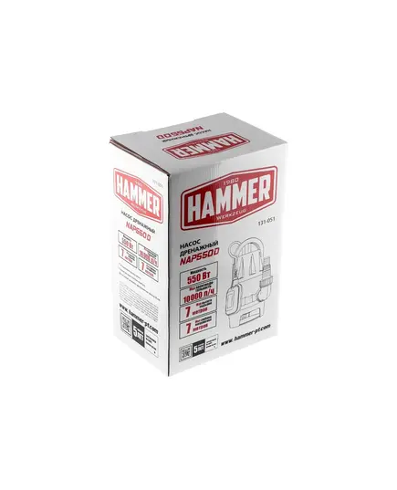 Насос дренажный Hammer NAP550D, 550 Вт, 10000 л/ч, высота 7 м, частицы до 35 мм, изображение 8 от магазина Планета Инструмент Насос дренажный Hammer NAP550D, 550 Вт, 10000 л/ч, высота 7 м, частицы до 35 мм, изображение 8