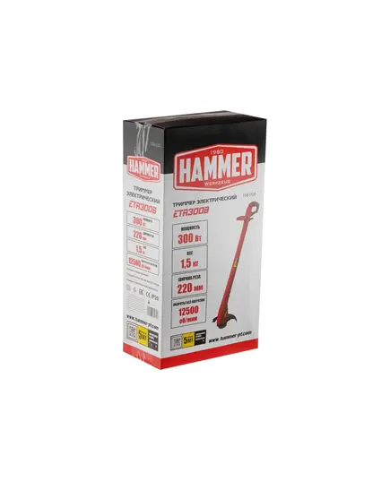 Триммер Hammer ETR300B, 300 Вт, 12500 об/мин, леска 1,3 мм, нижний двигатель, изображение 7