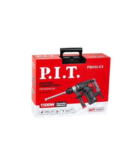 Перфоратор P.I.T. PBH32-C5  3-реж. верт.,1500Вт,5,5 Дж,SDS+ пласт.кейс, бур 32мм, буры+смазка, изображение 10
