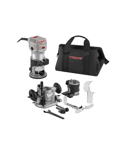 Фрезер CROWN CT11023 кромочный, 710 Вт, 13000-33000 об/мин, цанги 6/8, высота хода 0-20 мм, 1.45 кг, изображение 10