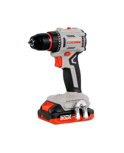 Дрель-шуруповерт аккумуляторная CROWN CT21131HMX-2 BMC, 20В B3+, бесщеточный, 2х2.0 Ач, 50 Нм