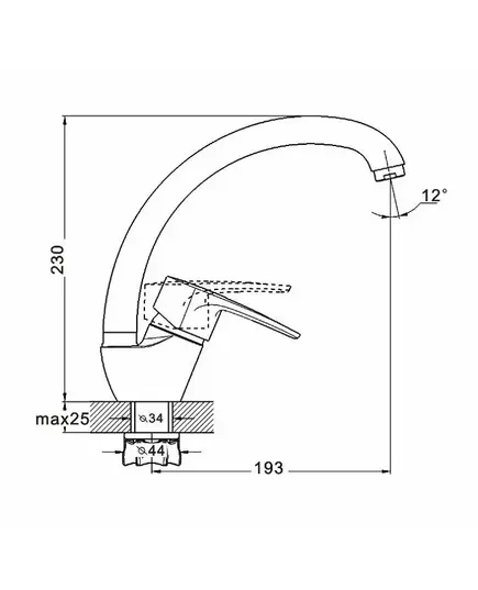 Смеситель ZEGOR YUB4-A181 для кухонной мойки с поворотным круглым изливом, ø40, гайка (корона), изображение 2