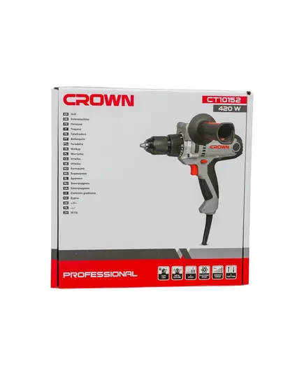 Шуруповерт сетевой CROWN CT10152, 420 Вт, 2-13 мм, 0-480/0-1800 об/мин, 80 Нм, изображение 7