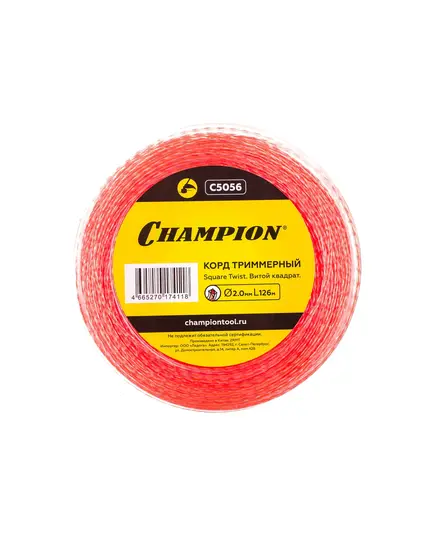 Корд триммерный CHAMPION Square Twist DUO 2.0 мм х126 м, витой квадрат