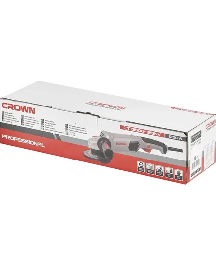 Угловая шлиф.машина CROWN CT13506-125NV, 1.2кВт 4000-11000об/мин 125мм М14 2.42кг, изображение 10