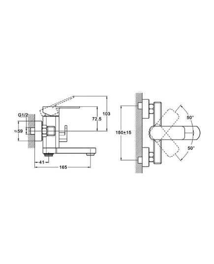 Смеситель ZEGOR LEB3-A123 для ванны, 2- позиц картриджный пер в корпусе, короткий излив, изображение 2