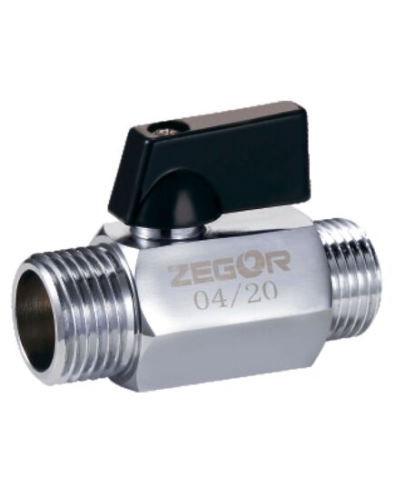 Кран мини шаровой ZEGOR FM03 1/2", (CW617N) штуцер-штуцер