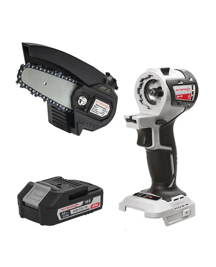 Аккумуляторная пила цепная ИНТЕРСКОЛ ПЦА-4/18ВМ МультиМАКС, 18 В, 10 см, c АКБ 2.5 Ач и ЗУ, в МультиБОКС-100 (755.1.3.47), изображение 2