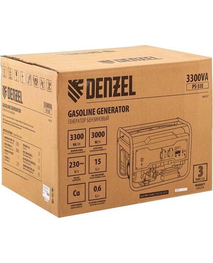 Генератор бензиновый DENZEL PS-33E, 3.3 кВт, 230 В, 15 л, электростартер, изображение 11