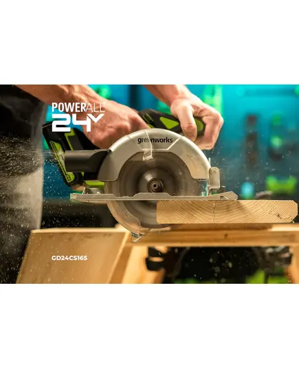 Аккумуляторная пила дисковая GREENWORKS GD24CS165, б/щет,165х20 мм, 4800 об/мин, рез 57 мм, 1х4 Ач, ЗУ, короб (1501607CUB), изображение 5