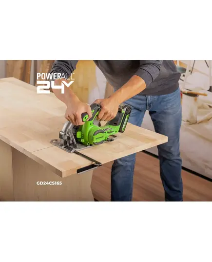 Аккумуляторная пила дисковая GREENWORKS GD24CS165, б/щет,165х20 мм, 4800 об/мин, рез 57 мм, 1х4 Ач, ЗУ, короб (1501607CUB), изображение 4