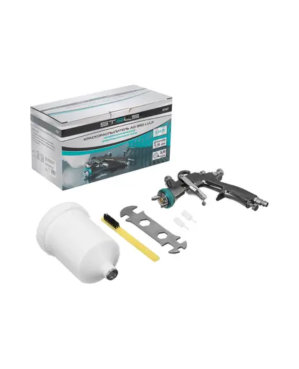 Краскораспылитель пневм. STELS AG 950 LVLP, профессиональный, гравитационного  типа, сопло 1.5 мм, изображение 9