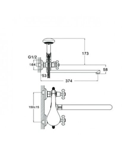 Смеситель ZEGOR DST7-A827 для ванной, латунь (Lt), с пов. плоским изливом 360°, керам. букса (1/2) 180°, покрытие хром, картриджное переключение на ду, изображение 2
