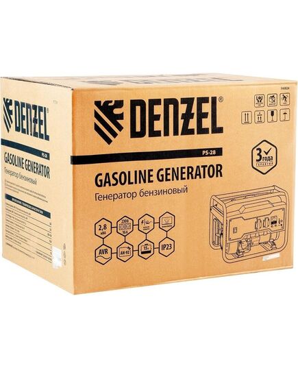 Генератор бензиновый DENZEL PS-28, 2.8 кВт, 230 В, 15 л, ручной стартер, изображение 11