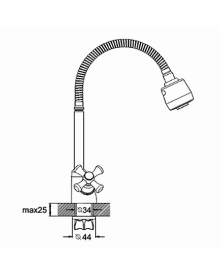 Смеситель ZEGOR DTZ4-E827 для кухни на гайке стандарт (рефликторный излив), изображение 2