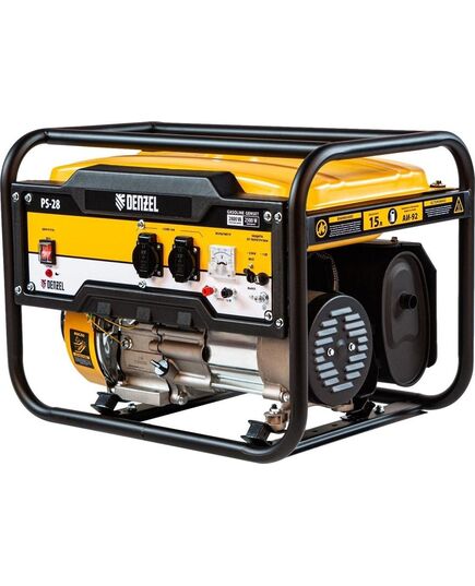 Генератор бензиновый DENZEL PS-28, 2.8 кВт, 230 В, 15 л, ручной стартер, изображение 2