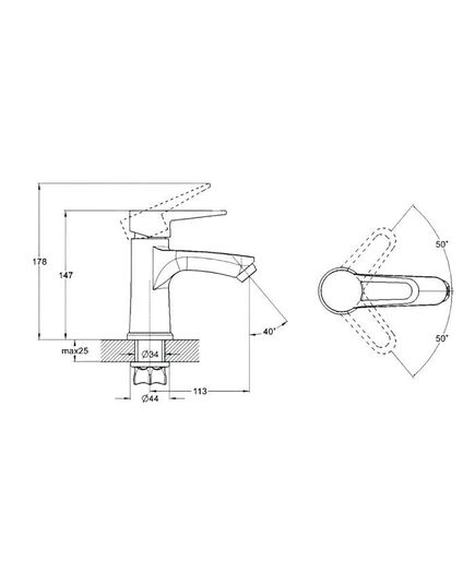 Смеситель ZEGOR PUD1-A045 для умывальника, ø35, гайка, изображение 2