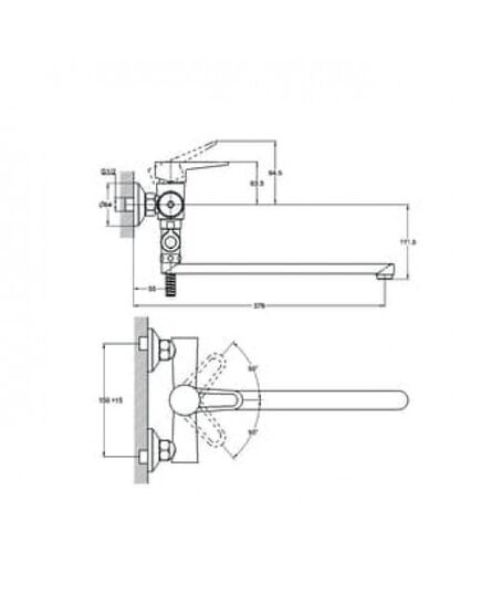 Смеситель ZEGOR PUD6-A045 для ванны, поворотный девиатор, изображение 2