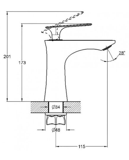 Смеситель ZEGOR SAT1-A010 для умывальника литой, материал корпуса цинк, картридж ø35, покрытие хром, крепление гайка (корона), изображение 2