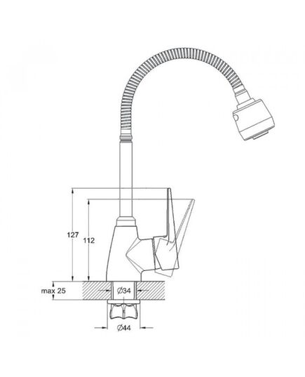 Смеситель ZEGOR SOP4-E045 для кух. мойки, материал корпуса цинк, с пов. гибким изливом 360°, картридж ⌀35, хром, крепление гайка (корона), изображение 2