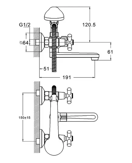 Смеситель ZEGOR DMT3-A722 для ванны, 2- позиц. картриджный переключатель, короткий излив, изображение 2