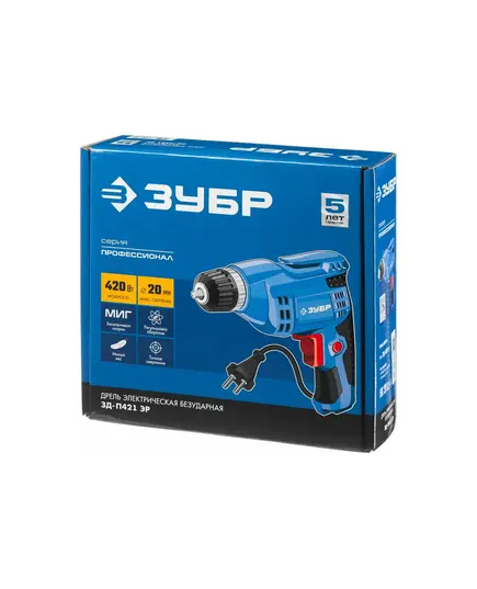 Дрель ЗУБР ЗД-П421 ЭР «ПРОФЕССИОНАЛ», 420 Вт, БЗП 10 мм, 0-3300 об/мин, 1.3 кг, изображение 6