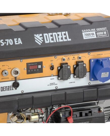 Электростанция бензиновая DENZEL PS-70EA, 7.0 кВт, 230 В, 25 л, коннектор автоматики, электростартер, изображение 6