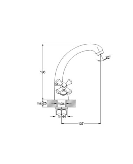 Смеситель ZEGOR DTZ4-C827 для кух. мойки с пов. изливом, кер (1/2) 180°, гайка (корона), изображение 2