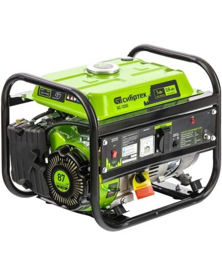 Электростанция бензиновая СИБРТЕХ БС-1200, 1 кВт, 230 В, 4-х такт., 5,5 л, ручной стартер