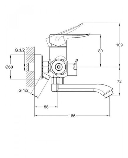 Смеситель ZEGOR NOG3-A134 для ванны с литым пов. ø35, изображение 2