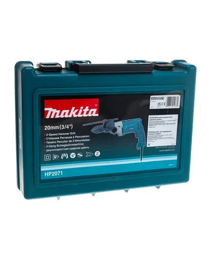 Дрель ударная MAKITA HP 2071, 1 кВт, 0-1200/0-2900 об/мин, БЗП 13 мм, 2.4 кг, кейс пласт., изображение 8