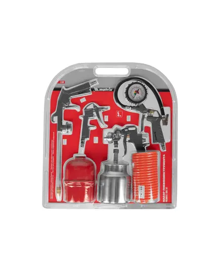 Набор пневмоинструмента Matrix, 5 предметов, быстросъемное соед., краскорасп. с нижним бачком, изображение 22