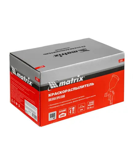 Краскораспылитель Matrix HP пневматический с верхним бачком V= 0,6 л, сопло диаметром 1.7 мм, изображение 9