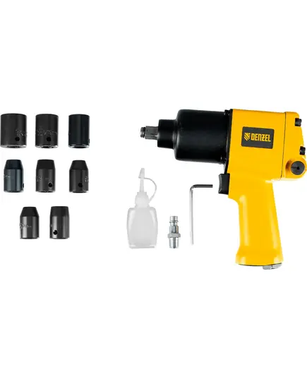Гайковерт пневмат. DENZEL IW860 + Набор головок, 1/2, 7000 об/мин, 868 Hm, изображение 3