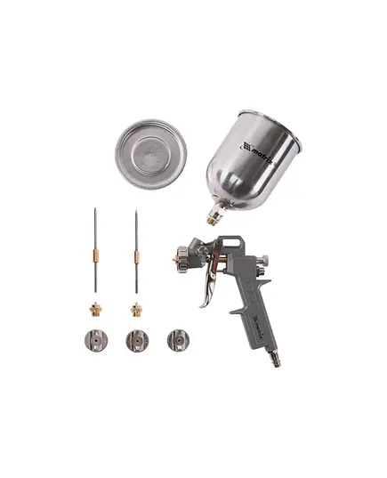 Краскораспылитель пневм. MATRIX верхний бачок 0.6л +сопла d=1.2/1.5/1.8 (57314ми), изображение 2