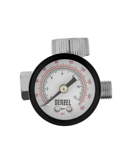 Регулятор давления с манометром для краскораспылителя Denzel K1500, 12 бар, 1/4", изображение 2