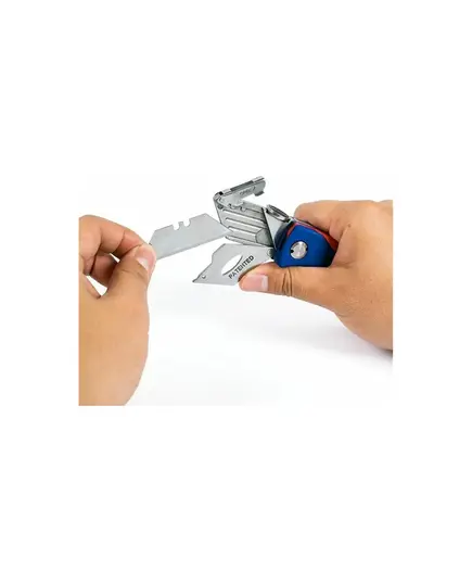 Нож WORKPRO складной + 6 лезвий, Прорезиненный упор для большого пальца Механизм быстрой смены Запирающееся лезвие Лезвия хранятся в рукоятке из легк, изображение 7