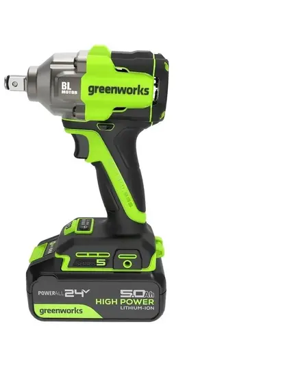 Аккумуляторный гайковерт ударный GREENWORKS IW5500, б/щет, 1/2'', 500 Нм, 3 режима, 1х5 Ач, ЗУ, кор (3805007CUG), изображение 2
