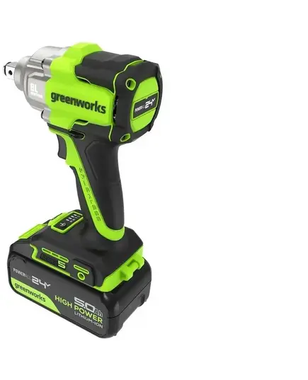 Аккумуляторный гайковерт ударный GREENWORKS IW5500, б/щет, 1/2'', 500 Нм, 3 режима, 1х5 Ач, ЗУ, кор (3805007CUG), изображение 3