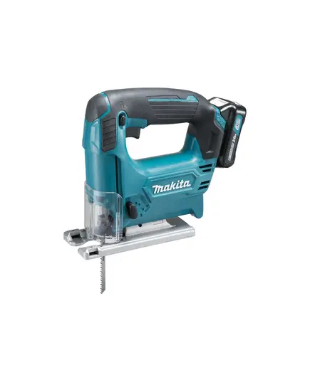 Аккумуляторный лобзик MAKITA JV101DWAE, 10.8 В, 2х2 Ач Li-ion (слайдер), 0-2900 об\м, ход 18 мм, рез 65 мм, 1.9 кг, чем, 3-маятн, изображение 2