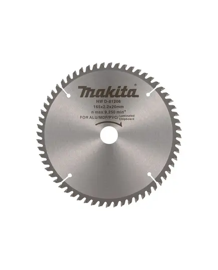 Диск пильный MAKITA 165x20x2.2/1.4x60T, универсальный для алюминия/дерева/пластика  (D-81206), изображение 2