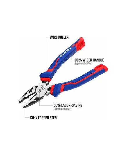 Плоскогубцы WORKPRO 160 мм CR-V, изображение 2