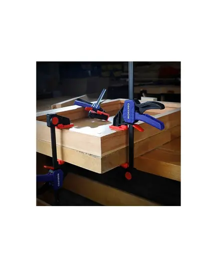 Струбцина WORKPRO быстрозажимная/распорная 150 мм, пластиковые накладки на губках, усиленная нейлоновая конструкция, изображение 4