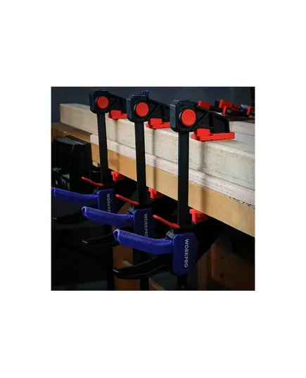 Струбцина WORKPRO быстрозажимная/распорная 150 мм, пластиковые накладки на губках, усиленная нейлоновая конструкция, изображение 5