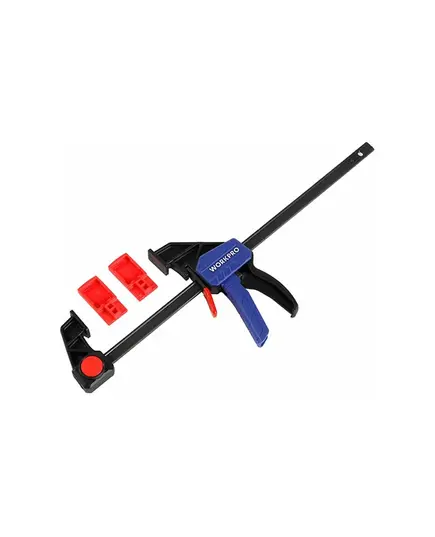 Струбцина WORKPRO быстрозажимная/распорная 150 мм, пластиковые накладки на губках, усиленная нейлоновая конструкция, изображение 3