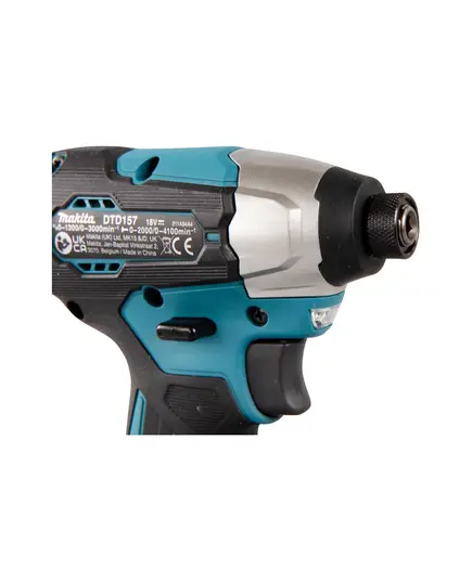 Аккумуляторный винтоверт ударный MAKITA DTD157Z, LXT BL 18В, 1/4", 140 Нм, 2 Скорости, A- режим, XPT, без АКБ и З/У, изображение 9
