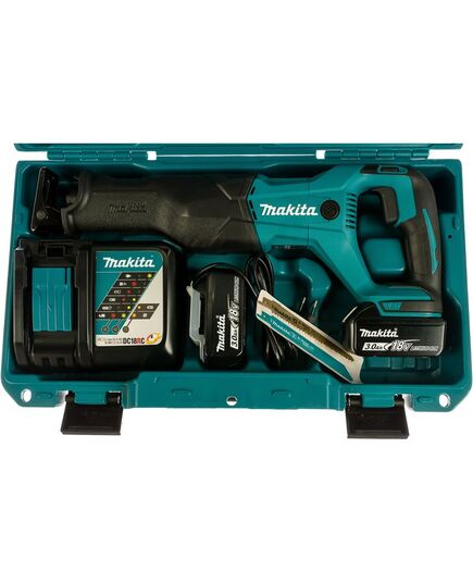 Аккумуляторная пила сабельная MAKITA DJR186RFE, 18 В, 2х3 Ач, з/у, набор пилок, дерево 255 мм, металл 130 мм, кейс, изображение 8