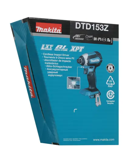Аккумуляторный винтоверт ударный MAKITA DTD153Z, LXT BL 18В, 1/4", 170 Нм (без АКБ и ЗУ), изображение 8