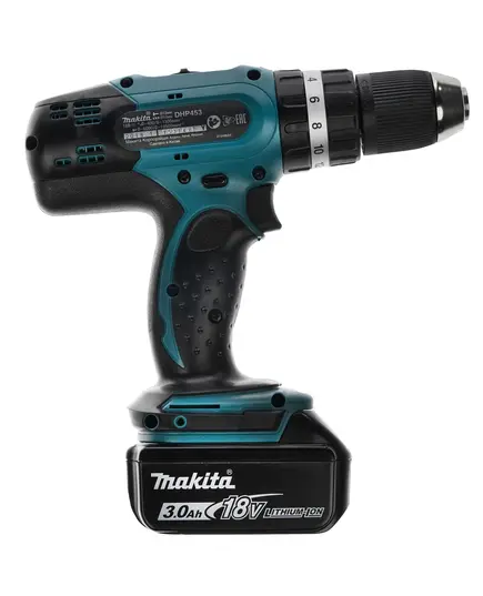 Аккумуляторный шуруповерт ударный MAKITA DHP453RFE, 18В, 2х3.0 Ач Li-ion, 13 мм, 0-400/0-1300 об/мин, 42/27 Нм, кейс, изображение 5